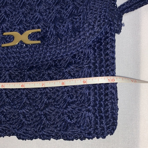 Dark blue crocheted purse made in Japan. - Picture 4 of 10